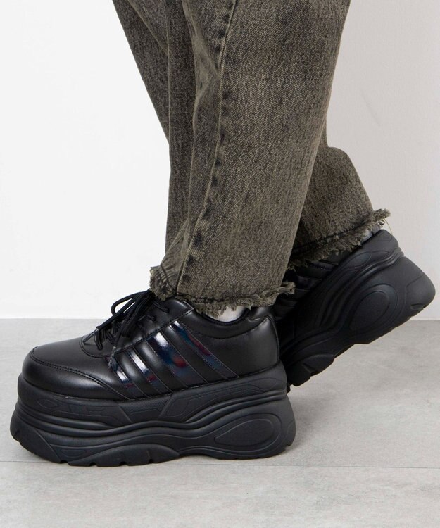 WEGO 超厚底ラインスニーカー ブラック