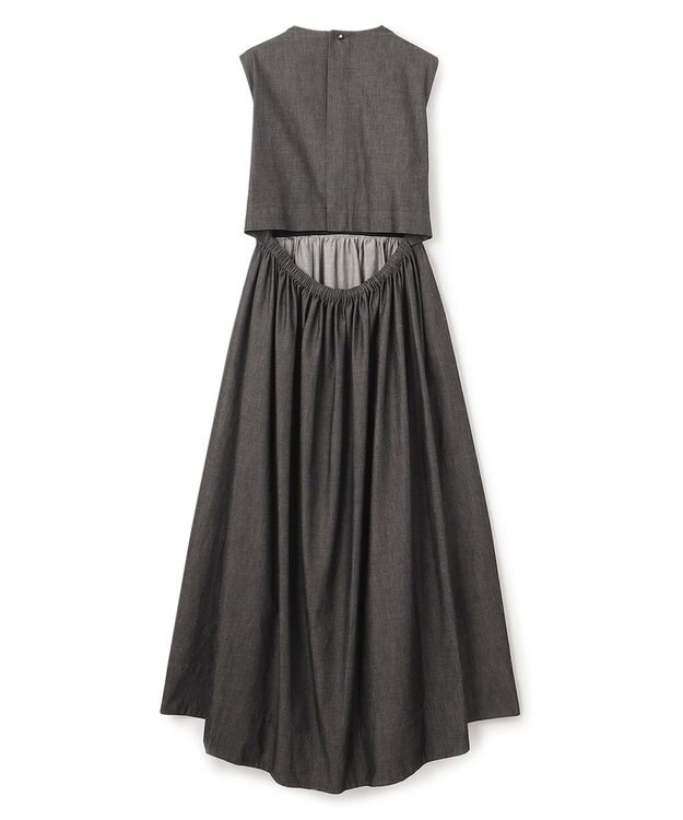 BEIGE， POMEGRANATE / フレアワンピース Chambray Black