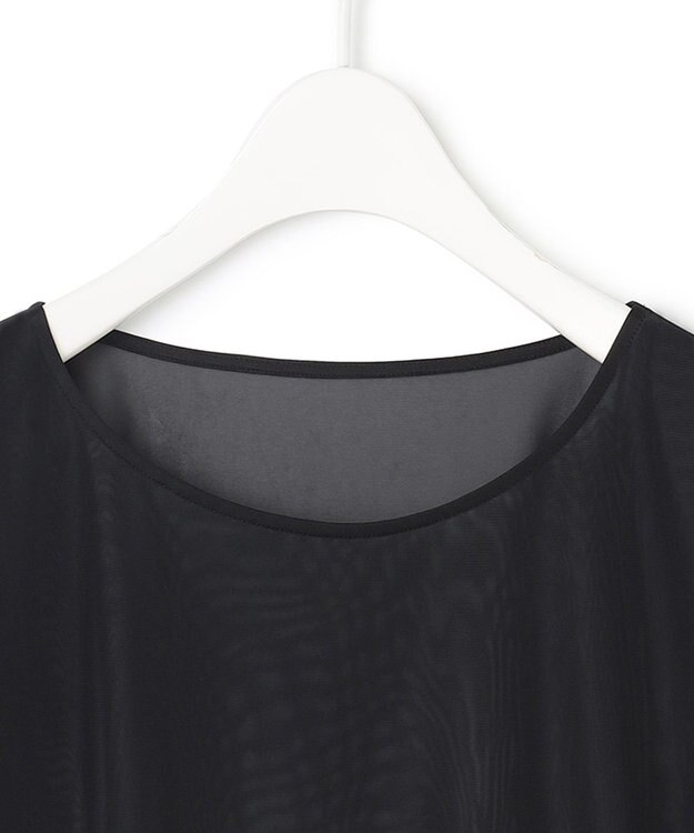 ICB L 【洗える】 マットトリコットチュール シアーカットソー ブラック系