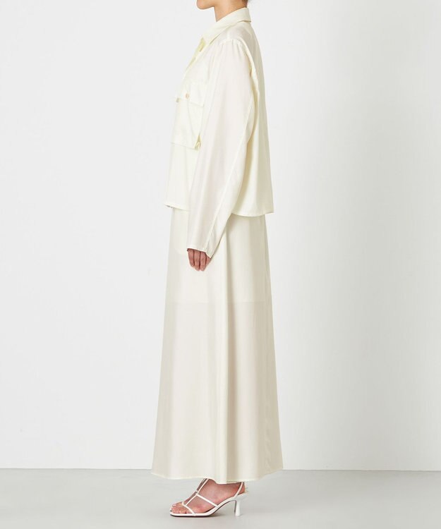 NAVE 【ReNAVE・セットアップ可/洗える/UVケア/接触冷感】フィブリルシャンブレー Aラインスカート アイボリー系