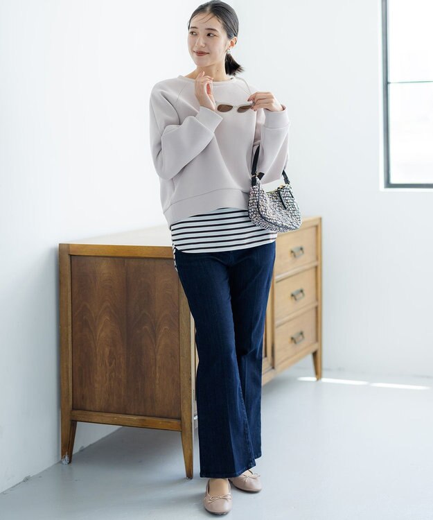 組曲 スクエアネックテール ロングＴシャツ ダークブラウン系1