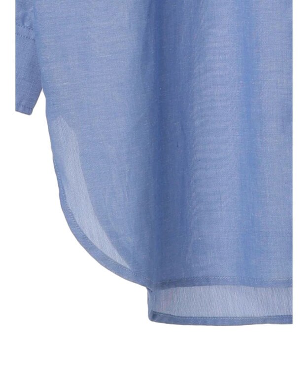 Green Parks 綿麻混タブ付オーバーサイズシャツチュニック Sax