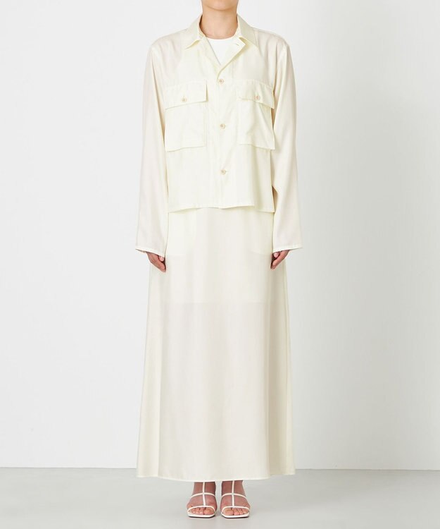 NAVE 【ReNAVE・セットアップ可/洗える/UVケア/接触冷感】フィブリルシャンブレー Aラインスカート アイボリー系