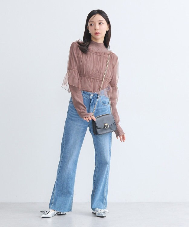 earth music&ecology ＳＥＴ２点リブニットインナー＋チュールプルオーバー Mocha