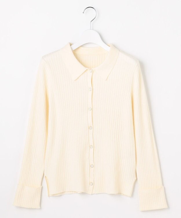 ANY SIS S CICA加工 襟デザイン ニット アイボリー