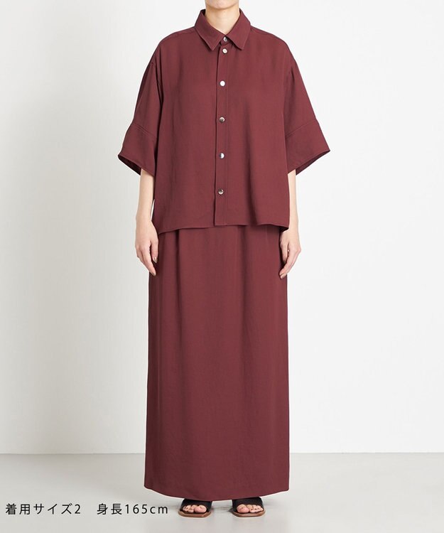 NAVE 【ReNAVE　洗える】アセテートギャバシャツ バーガンディ