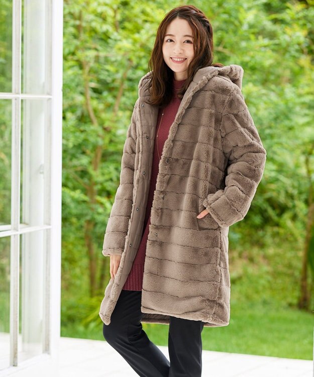 Tiaclasse L 【洗える】体型カバーも叶うMIX糸ニットチュニック ダークレッド