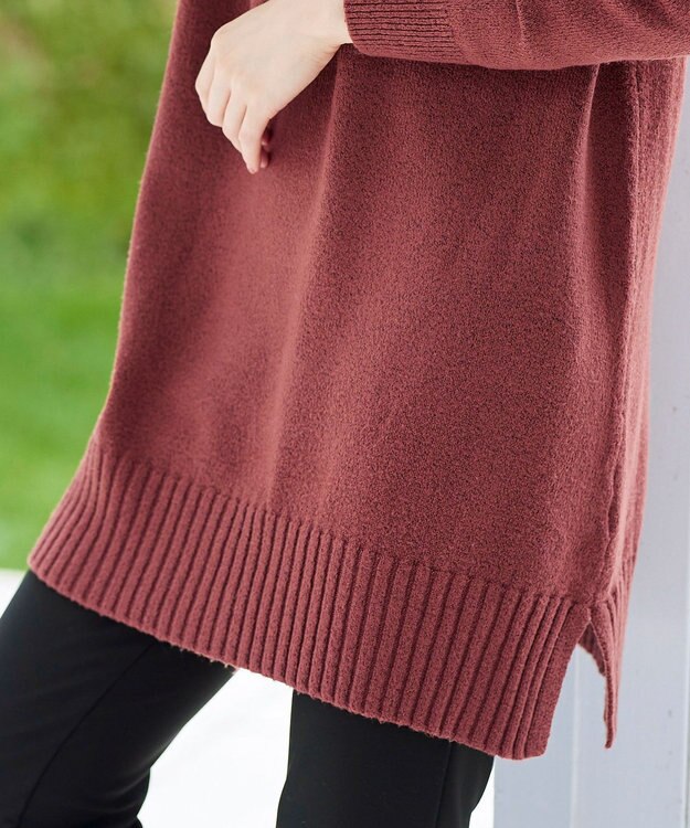 Tiaclasse L 【洗える】体型カバーも叶うMIX糸ニットチュニック ダークレッド