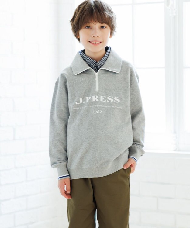 J.PRESS KIDS 【140-170cm】ミニ裏毛 ハーフジップ トレーナー グレー系
