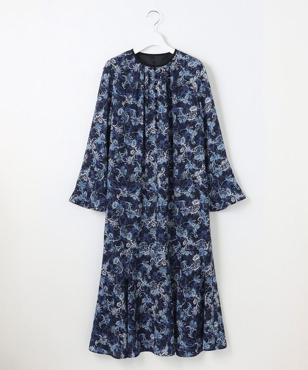 自由区 L 【洗える】バロックプリント ワンピース ネイビー系5