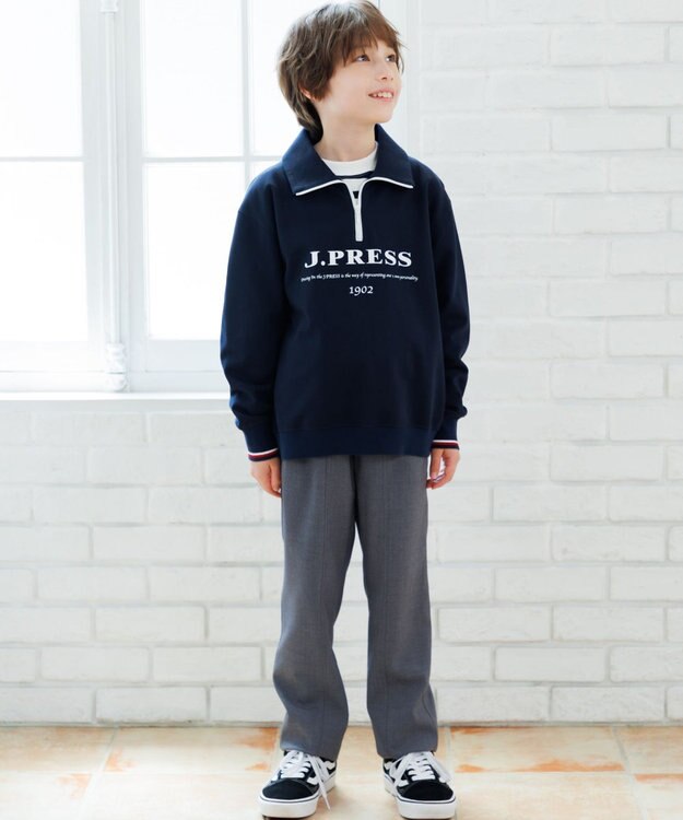 J.PRESS KIDS 【140-170cm】ミニ裏毛 ハーフジップ トレーナー ネイビー系