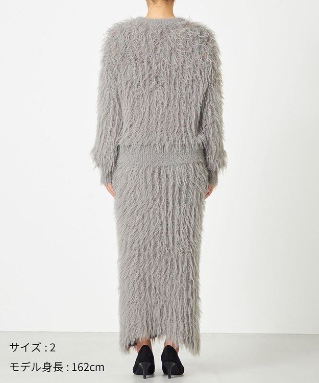 NAVE 【ReNAVE・洗える】メルティーシャギーニット プルオーバー ライトグレー系