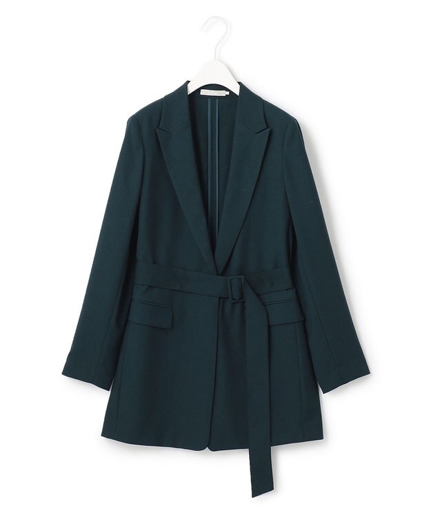 ICB L 【洗える】 ウールマットウース ベルト付きジャケット パイングリーン系