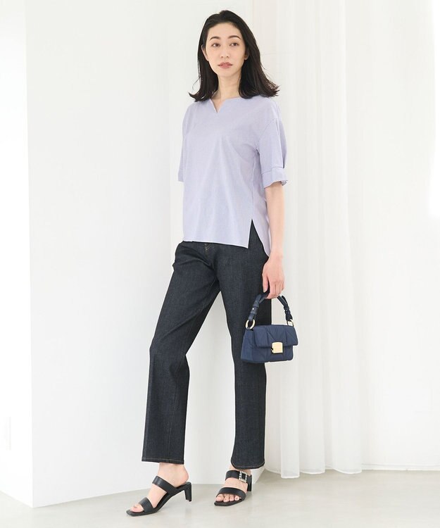 自由区 【WEB限定・洗える・XSサイズあり】トリコットジャージー カットソー スカイブルー系1