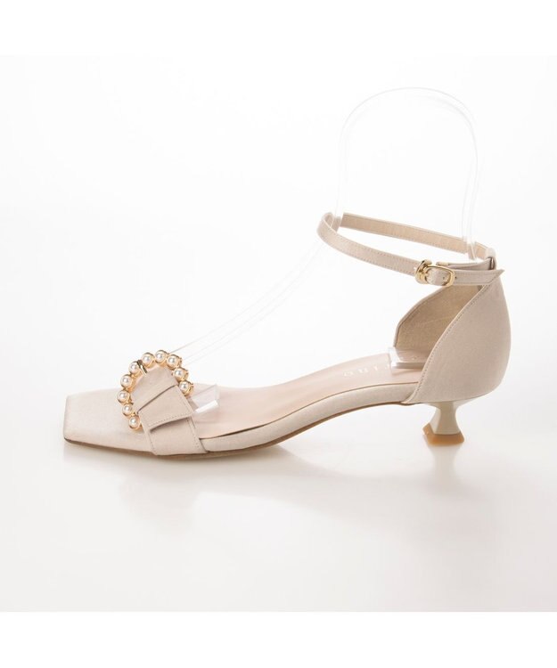 MODE ET JACOMO <carino>パールバックルアンクルベルトサンダル ベージュ