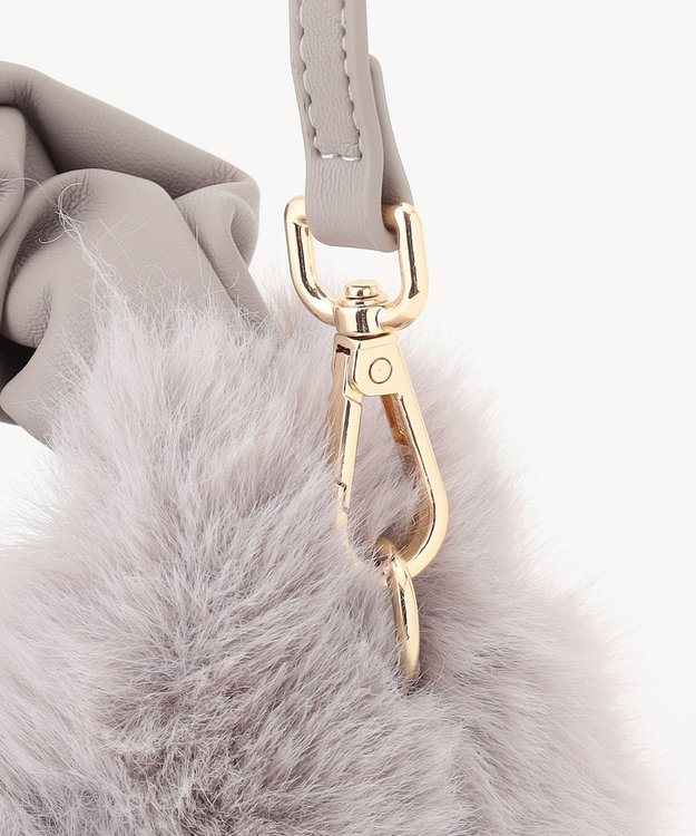 自由区 【2WAY】フェイクファーハーフムーン バッグ ライトグレー系