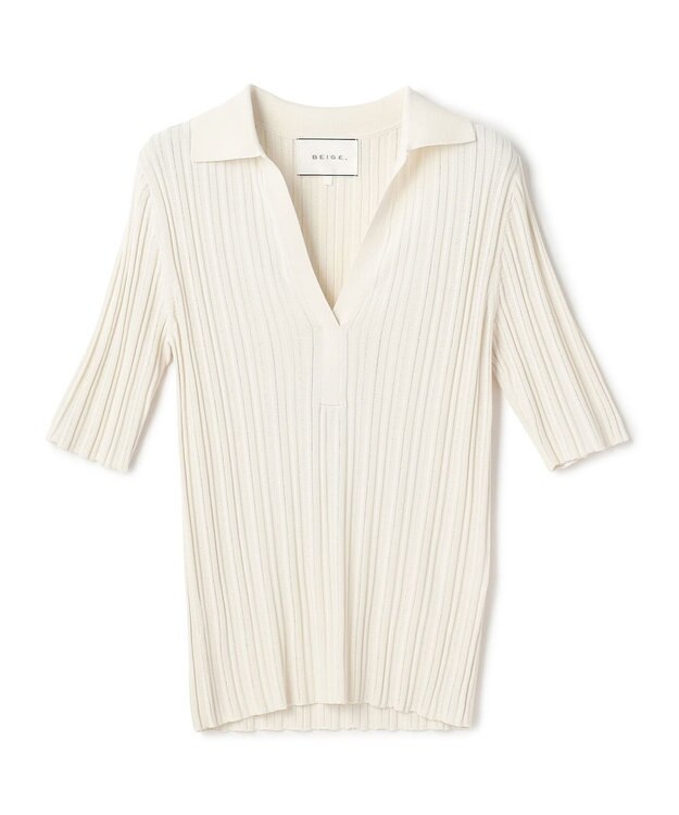 BEIGE， LABRADO / ランダムリブ スキッパーニット Ecru