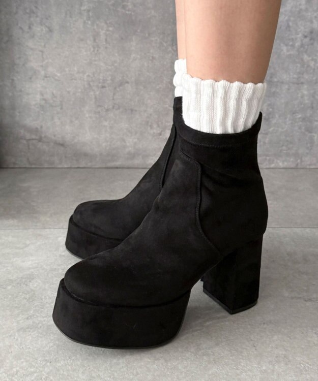 WEGO ストレッチヒールショートブーツ ブラックその他