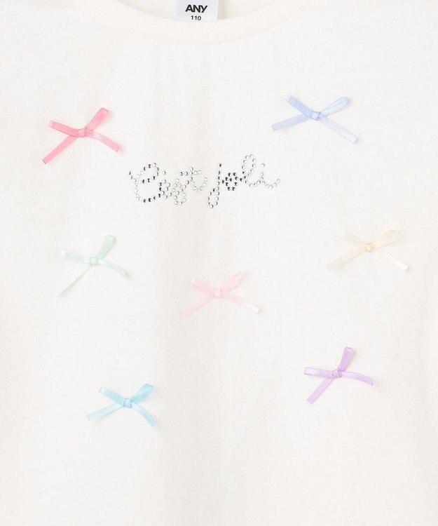 ANY KIDS 【綿100%】リボンアソート 長袖Tシャツ オフホワイト