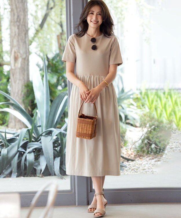 組曲 【WEB限定】コンビネーションコクーンワンピース ベージュ系