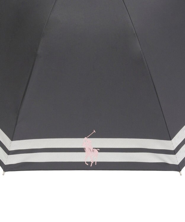 MOONBAT POLO RALPH LAUREN（ポロ ラルフローレン）晴雨兼用日傘 ボーダー ポロポニー 長傘 遮光率100％ 遮熱 UV ブラック