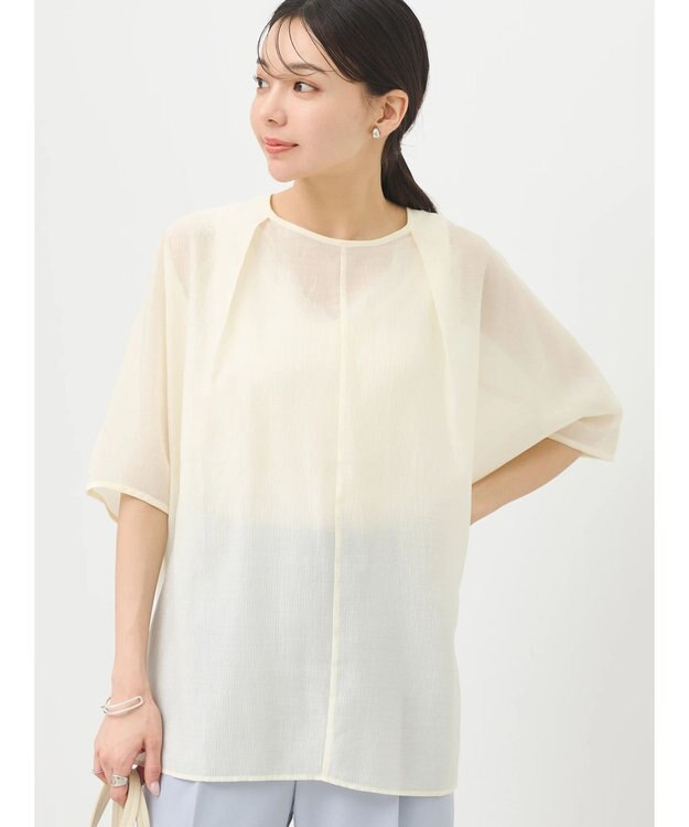 earth music&ecology バルーンスリーブブラウス Gray