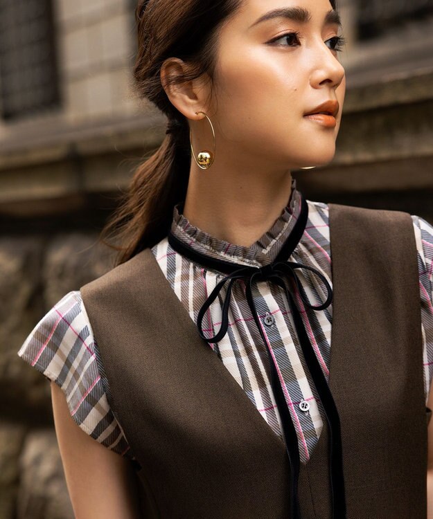 組曲 ウールライクスポンディッシュ ジャンパースカート ダークブラウン系3