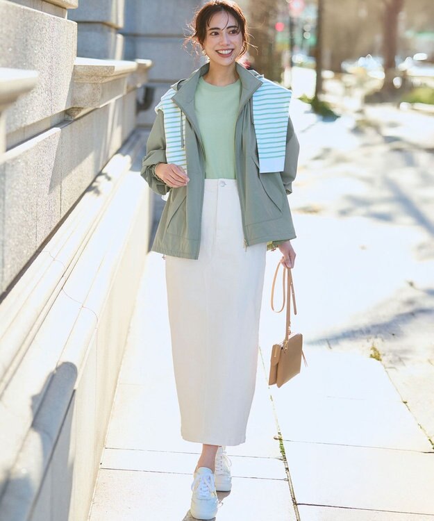 23区 2WAY ストレッチタフタ ボリュームスリーブブルゾン カーキ系