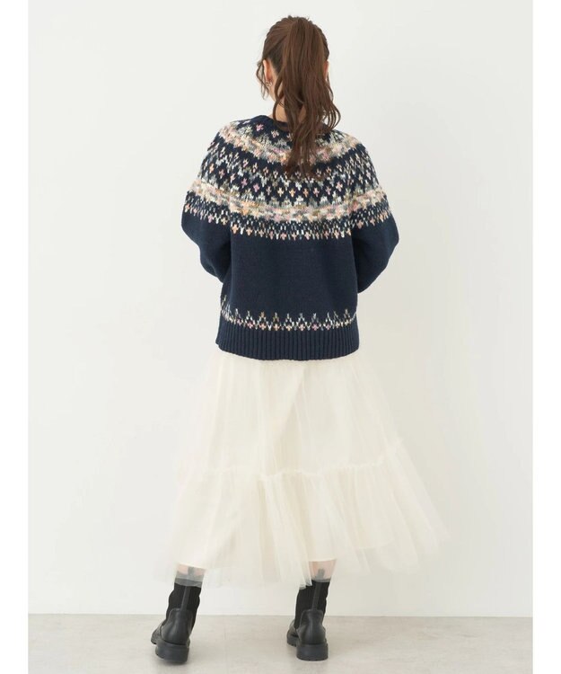 earth music&ecology スラブヤーンノルディックプルオーバー Navy