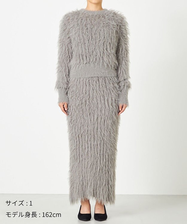 NAVE 【ReNAVE・洗える】メルティーシャギーニット プルオーバー ライトグレー系