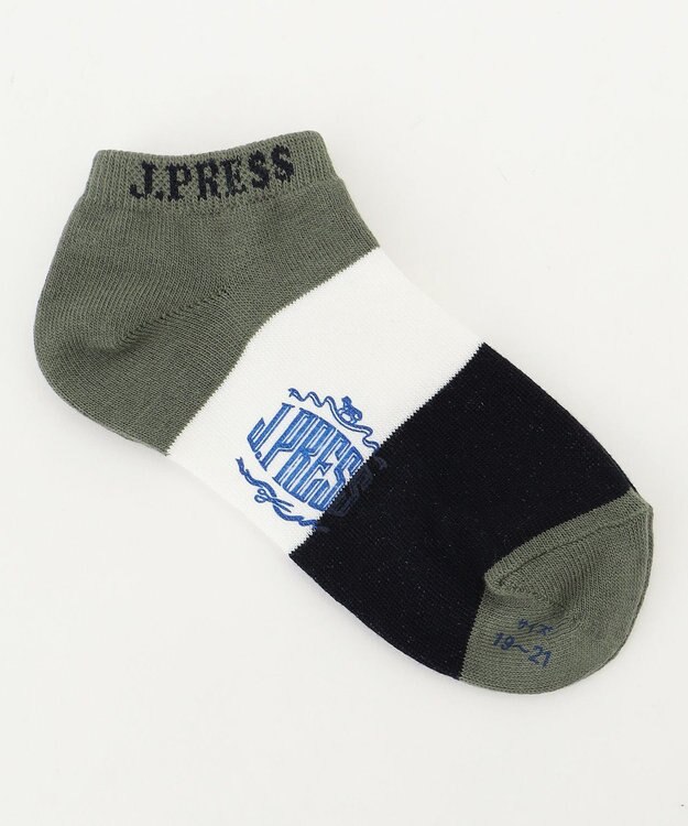 J.PRESS KIDS 【19-26cm】ボーダーソックス カーキ系