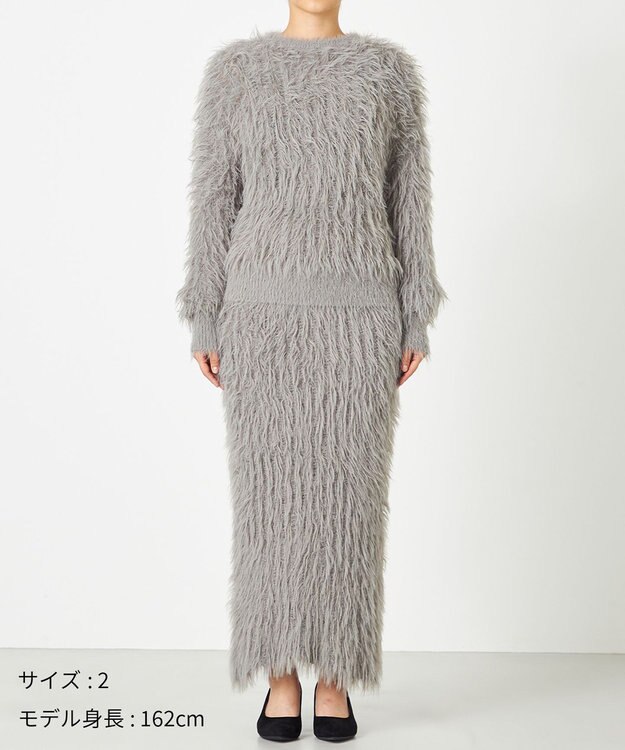 NAVE 【ReNAVE・洗える】メルティーシャギーニット プルオーバー ライトグレー系