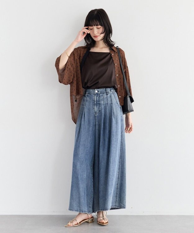 YECCA VECCA バイオ加工ヴィンテージデニムワイドパンツ Indigo