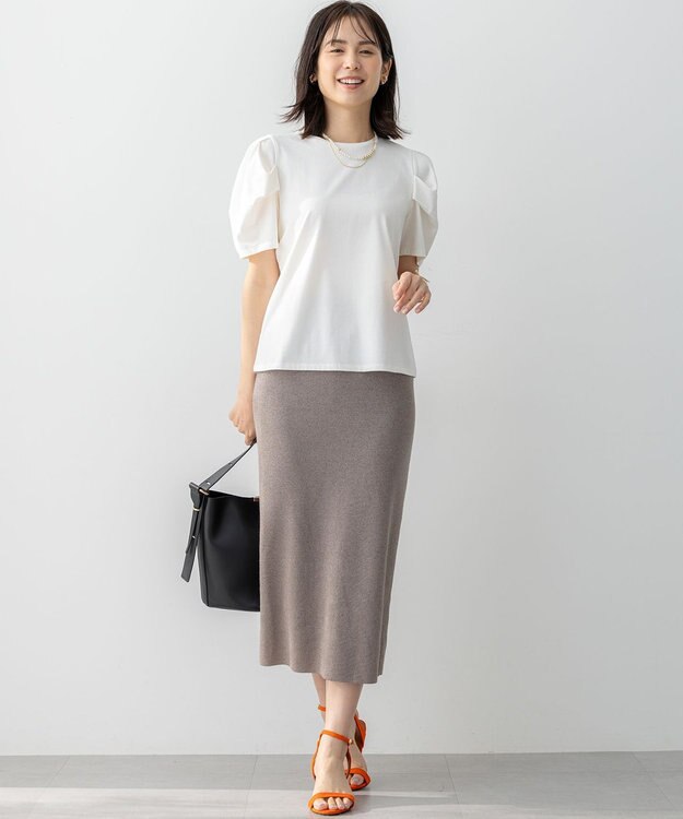 組曲 GIZAコットンタックスリーブ Tシャツ アイボリー系