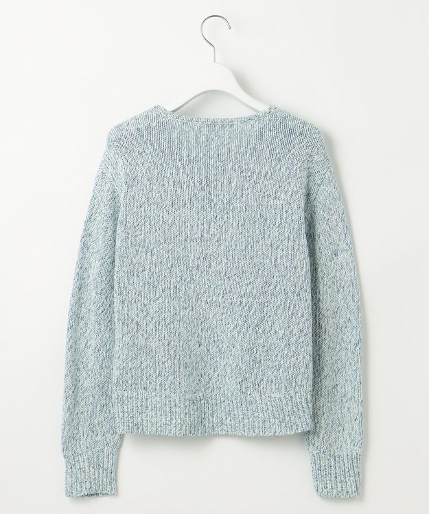 自由区 【洗える】カラーミックスリネン ニット ライトブルー