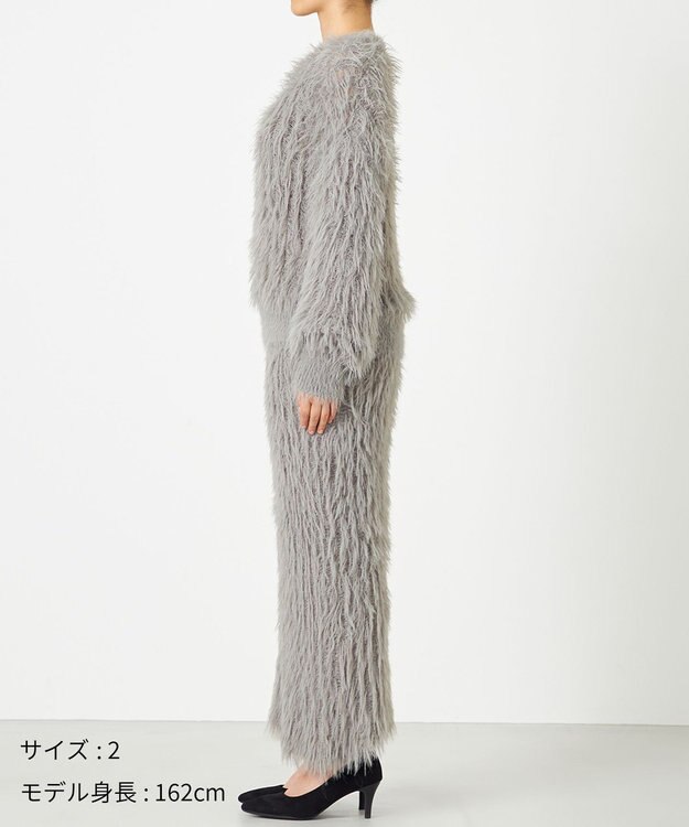 NAVE 【ReNAVE・洗える】メルティーシャギーニット プルオーバー ライトグレー系