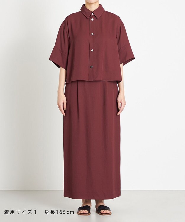 NAVE 【ReNAVE　洗える】アセテートギャバシャツ バーガンディ
