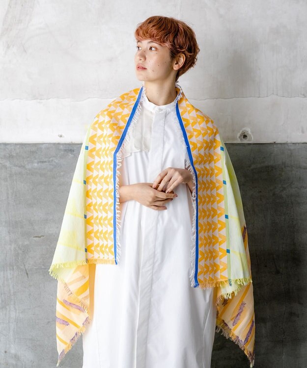 POLS コットン・キュプラ FUSAスカーフ オレンジ