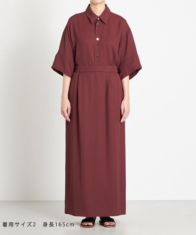 NAVE 【ReNAVE　洗える】アセテートギャバシャツ バーガンディ