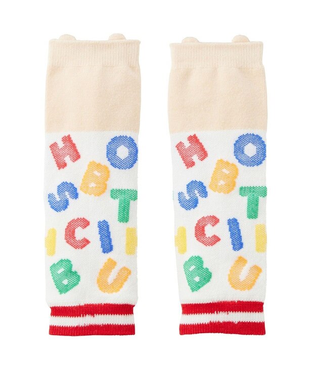 MIKI HOUSE HOT BISCUITS 顔ドン ロゴ総柄 レッグウォーマー マルチカラー