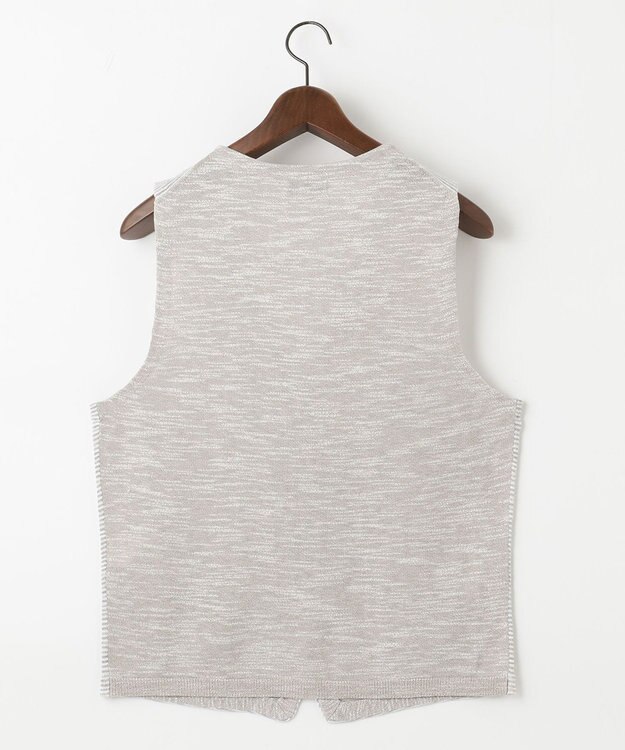 JOSEPH ABBOUD 【キングサイズ・軽い/洗える】スラブギマボーダーニットベスト ライトグレー系1