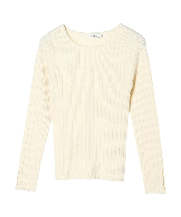 earth music&ecology ランダムリブパールニットプルオーバー Off White