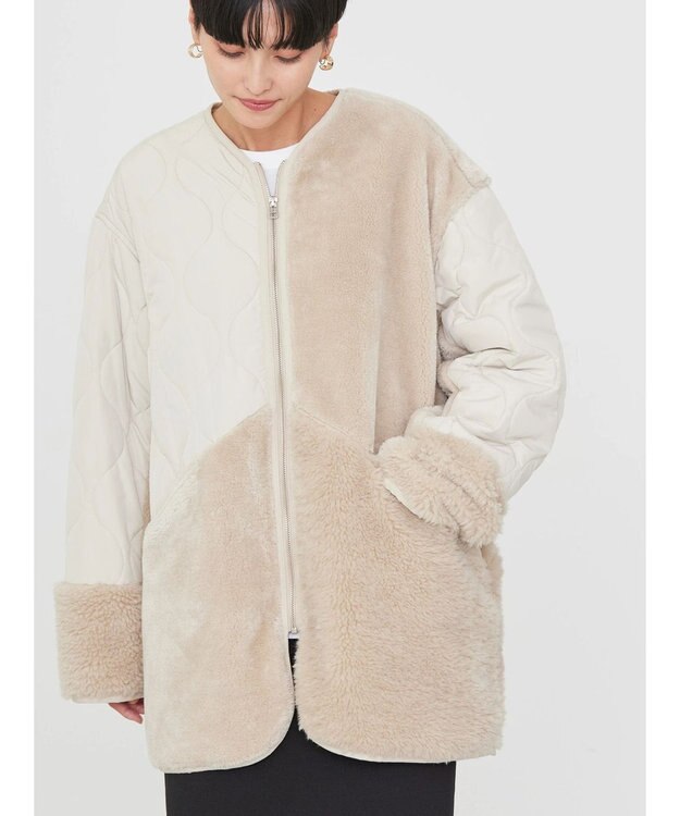 AMERICAN HOLIC キルポカボアＭｉｘキルティングコート Light Beige