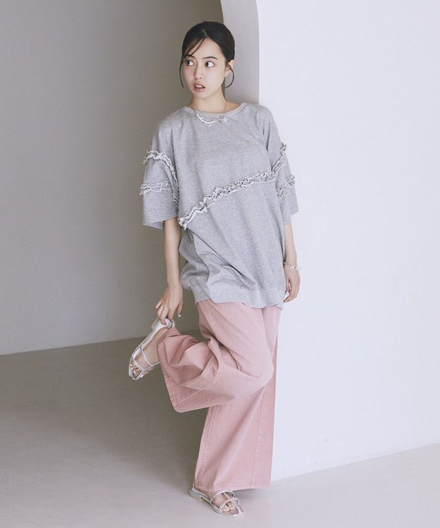 earth music&ecology イージータックワイドデニム Pink