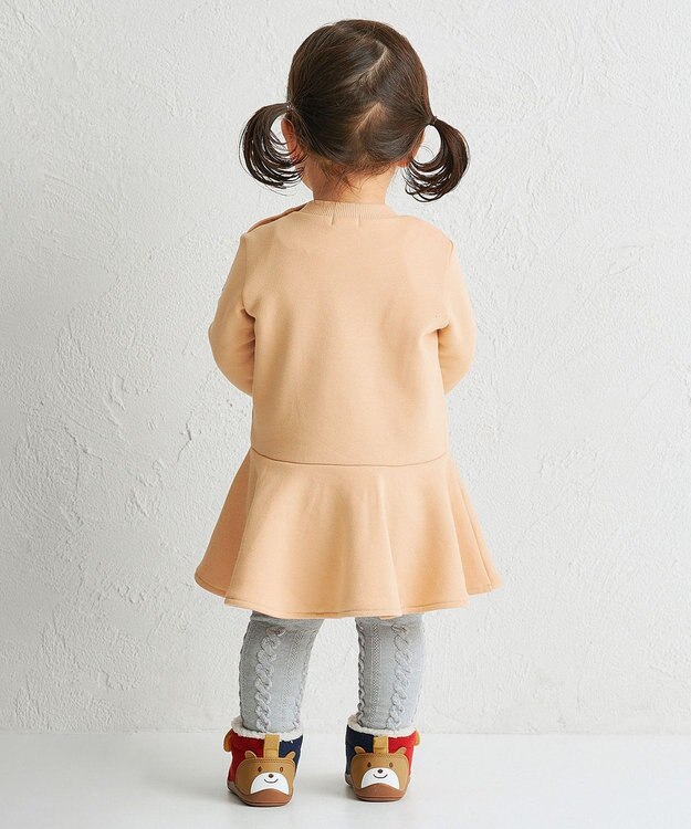 MIKI HOUSE HOT BISCUITS 【80-110cm】【NEW Color Series】裏毛パイル素材 フレアワンピース ベージュ