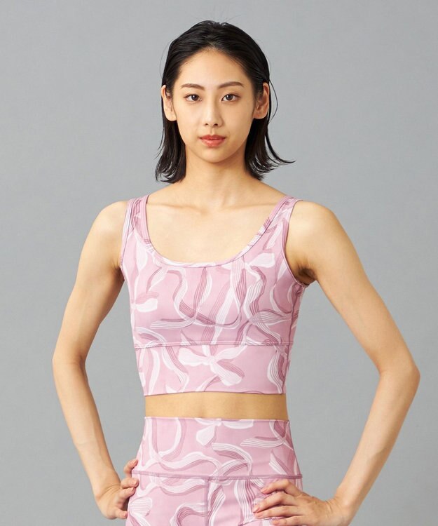 Chacott Chacott BALANCE リボンプリントブラトップ グレイッシュローズプリント