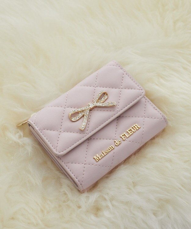 Maison de FLEUR リボンビジューウォレット Pink