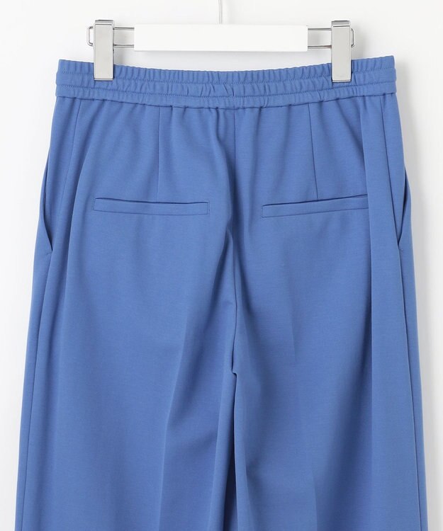 自由区 【洗える】ライトフィールジャージーワイドストレート パンツ ブルー