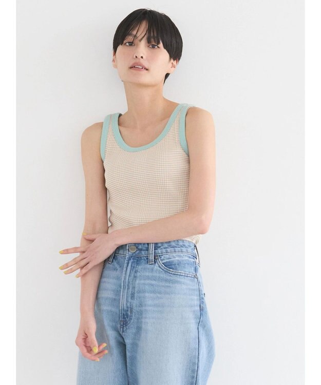 AMERICAN HOLIC 針抜きテレコボーダータンクトップ Orange