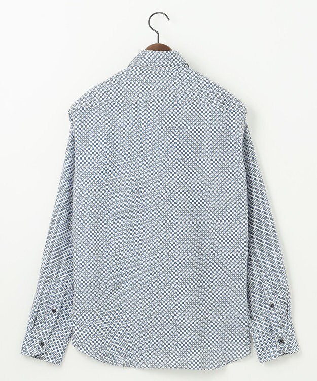 JOSEPH ABBOUD 【キングサイズ・エコ素材】 ヘキサゴンジオメトリックパターン シャツ サックスブルー系5